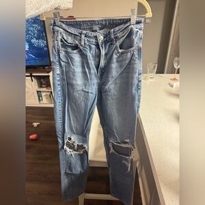 American Eagle Outfitters Ripped Blue Boyfriend Jeans